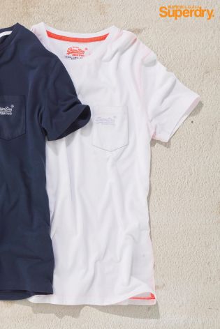 White Superdry Plain Pocket T-Shirt
